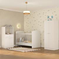 Quarto Infantil Completo Berço Com Colchão Incluso Guarda-roupa E Cômoda Multimóveis Mp4359 Branco - 1