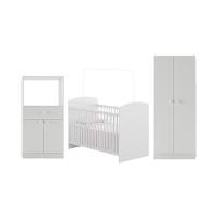 Quarto Infantil Completo Berço Com Colchão Incluso Guarda-roupa E Cômoda Multimóveis Mp4359 Branco