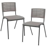 Kit 02 Cadeiras Empilhável Fixa Escritório Multiuso Base Preta Kimi P03 Basalto - Lyam Decor - 1