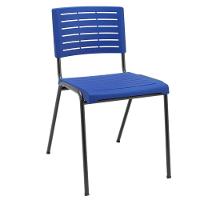 Kit 02 Cadeiras Empilhável Fixa Escritório Multiuso Base Preta Kimi P03 Azul - Lyam Decor - 2