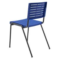 Kit 02 Cadeiras Empilhável Fixa Escritório Multiuso Base Preta Kimi P03 Azul - Lyam Decor - 6