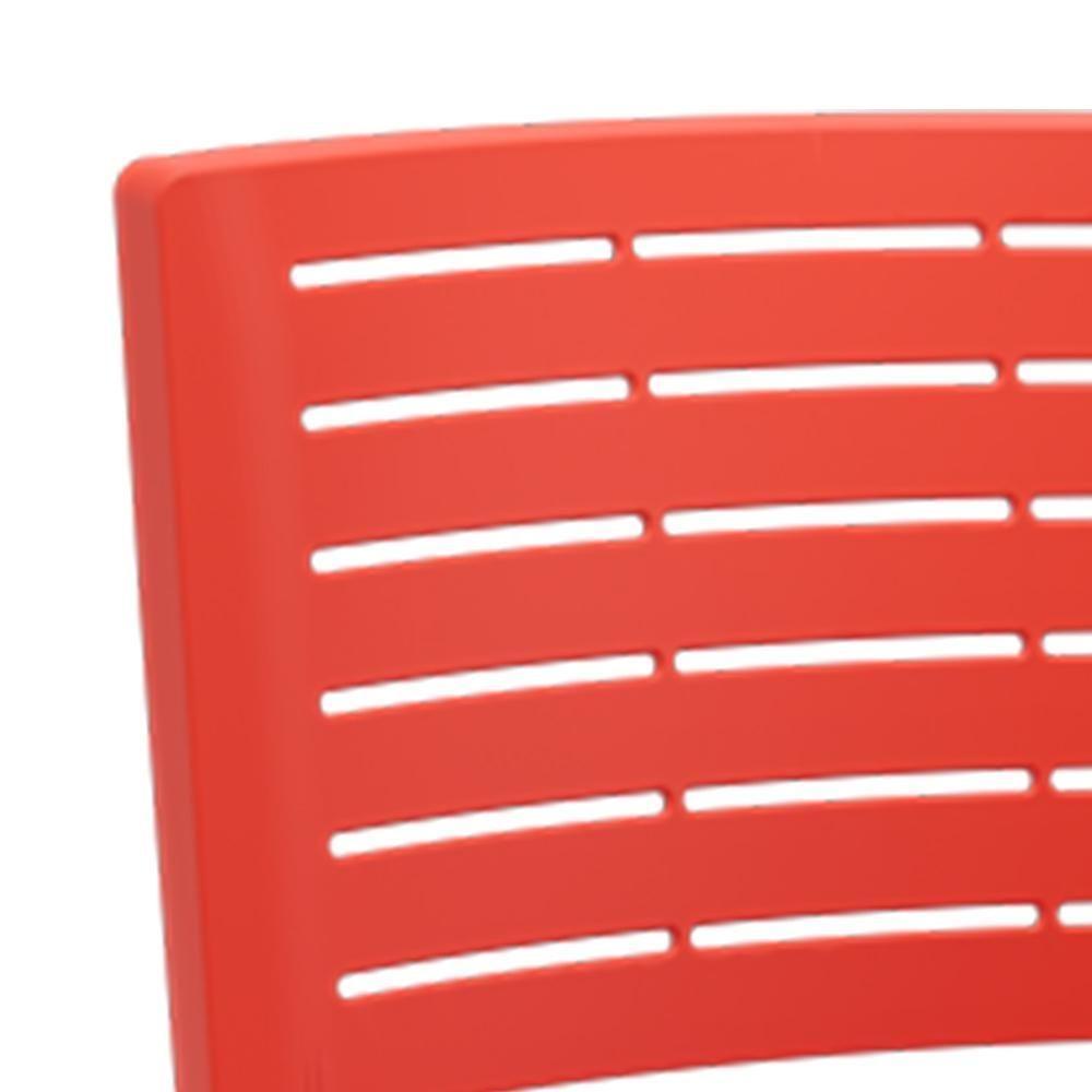 Kit 04 Cadeiras Empilhável Fixa Escritório Multiuso Base Preta Kimi P03 Vermelho - Lyam Decor - 7