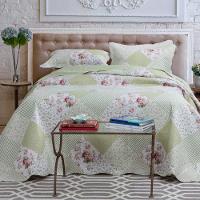 Kit Cobre Leito Colcha Daily Casal 3 Peças Dupla Face Estampado Floral Patchwork Verde 8 100% Poliéster - 1