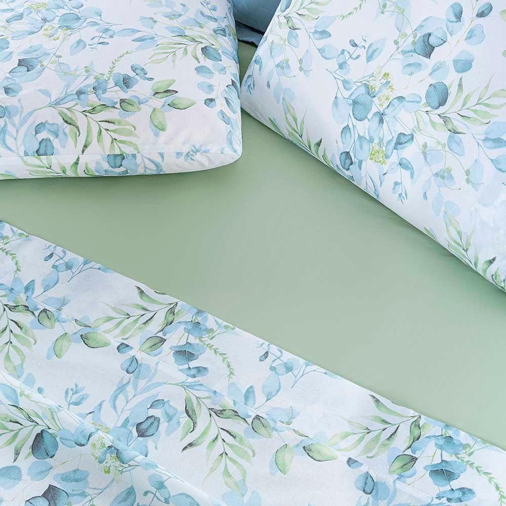Jogo De Cama Lençol Maggy Queen 4 Peças Percale 200 Fios Estampado Forest Floral Verde 80% Algodão - 20% Poliéster - 3