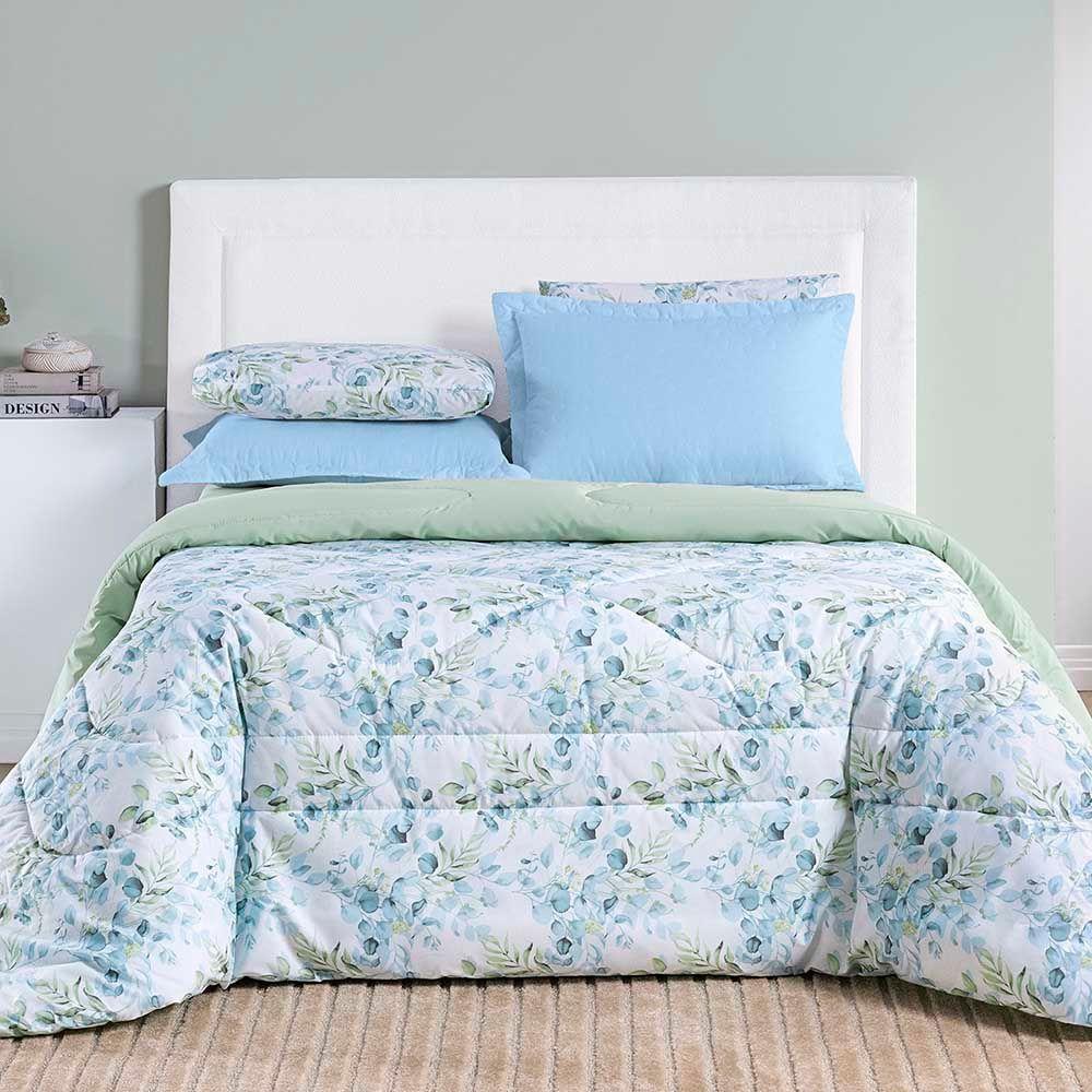 Edredom Maggy Dupla Face Super King 1 Peça Percale 200 Fios Estampado Forest Floral Verde - 1