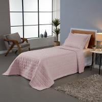 Kit Cobre Leito Colcha Dual Solteiro 2 Peças Matelado Dupla Face Liso Rose 100% Poliéster - 1