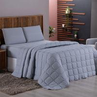 Kit Cobre Leito Colcha Minimal King 3 Peças Malha 100% Algodão Cinza - 3