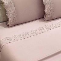 Jogo De Cama Lençol Bella Queen 4 Peças Micropercal 300 Fios Bordado Inglês Macio Rosê 100% Poliéster - 2