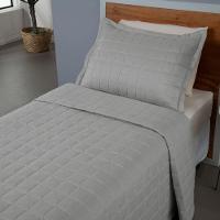 Kit Cobre Leito Colcha Dual Solteiro 2 Peças Matelado Dupla Face Liso Cinza 100% Poliéster - 2