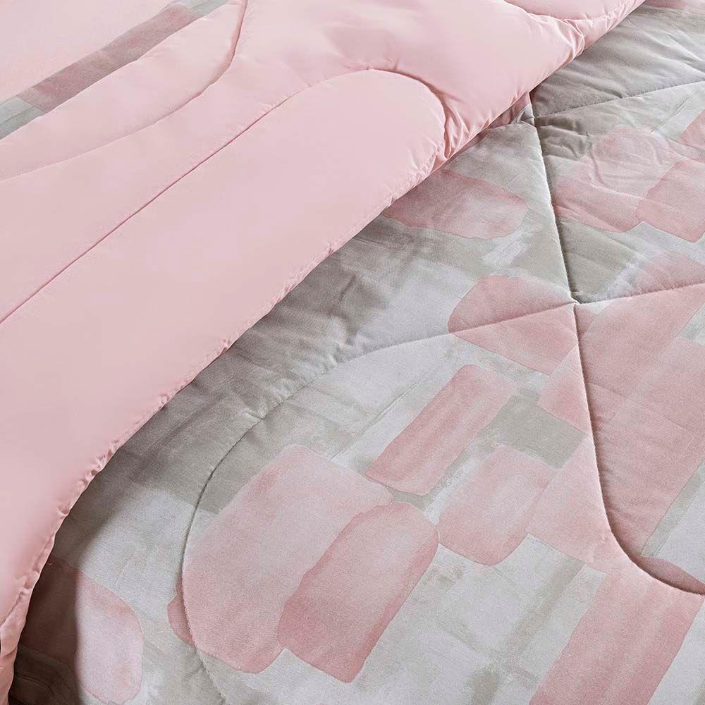 Edredom Maggy Dupla Face King 1 Peça Percale 200 Fios Estampado Quadri Rosa 80% Algodão - 20% Poliéster - 3