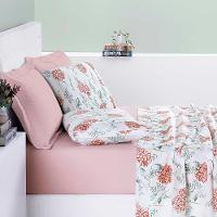 Jogo De Cama Lençol Maggy King 4 Peças Percale 200 Fios Estampado Hortencia Floral Rosa 80% Algodão - 20% Poliéster - 3