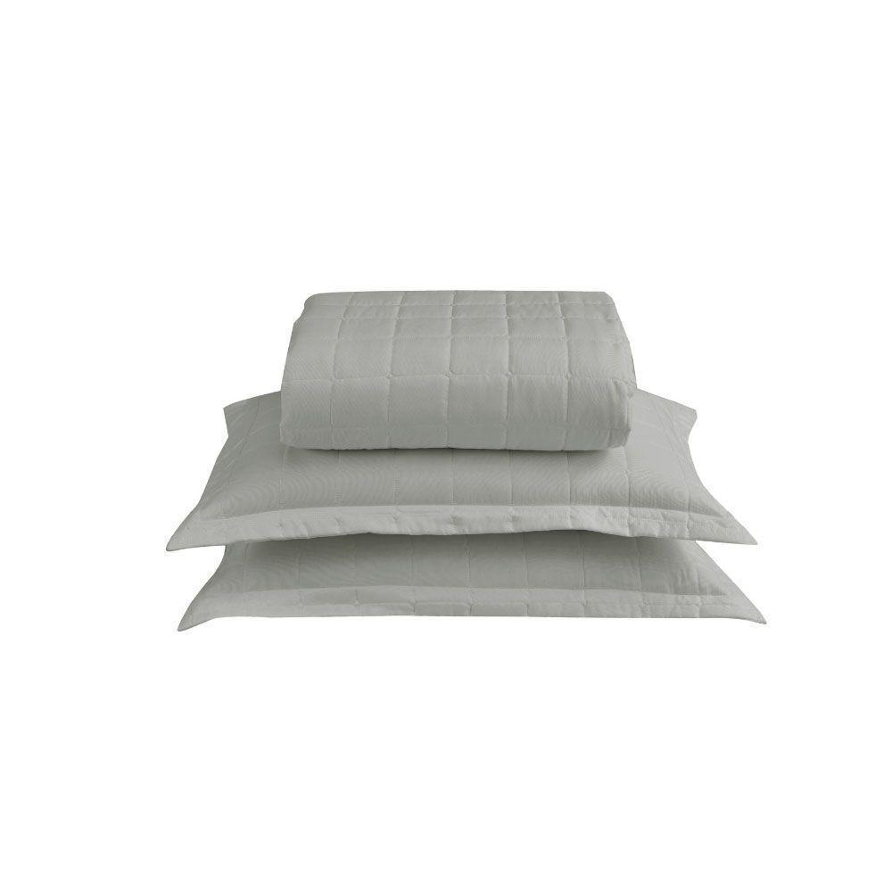 Kit Cobre Leito Colcha Dual Queen 3 Peças Matelado Dupla Face Liso Cinza 100% Poliéster - 5