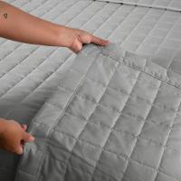 Kit Cobre Leito Colcha Dual Queen 3 Peças Matelado Dupla Face Liso Cinza 100% Poliéster - 3