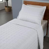 Kit Cobre Leito Colcha Dual Solteiro 2 Peças Matelado Dupla Face Liso Branco 100% Poliéster - 2