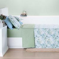 Kit Cobre Leito Colcha Maggy King 3 Peças Dupla Face Percale 200 Fios Forest Floral Verde - 4