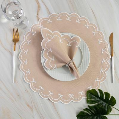 Jogo De Guardanapos Sousplat Americano 12 Peças Bordado Decorativo Sparta Avelã 100% Poliéster