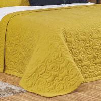 Kit Cobre Leito Colcha Mabelle Queen 3 Peças 400 Fios Bordado Mostarda - 2