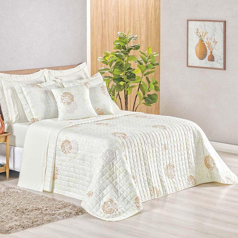 Kit Cobre Leito Colcha Tunes Queen 3 Peças Estampado 180 Fios Garden 100% Poliéster - 1