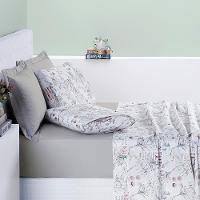 Jogo De Cama Lençol Maggy King 4 Peças Percale 200 Fios Estampado Protea Floral Cinza 80% Algodão - 20% Poliéster - 3