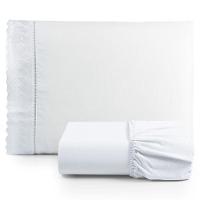 Jogo De Lençol Solteiro 2 Pçs Basic Percal 180 Fios Lese Bordado Inglês Branco 100% Algodão - 1