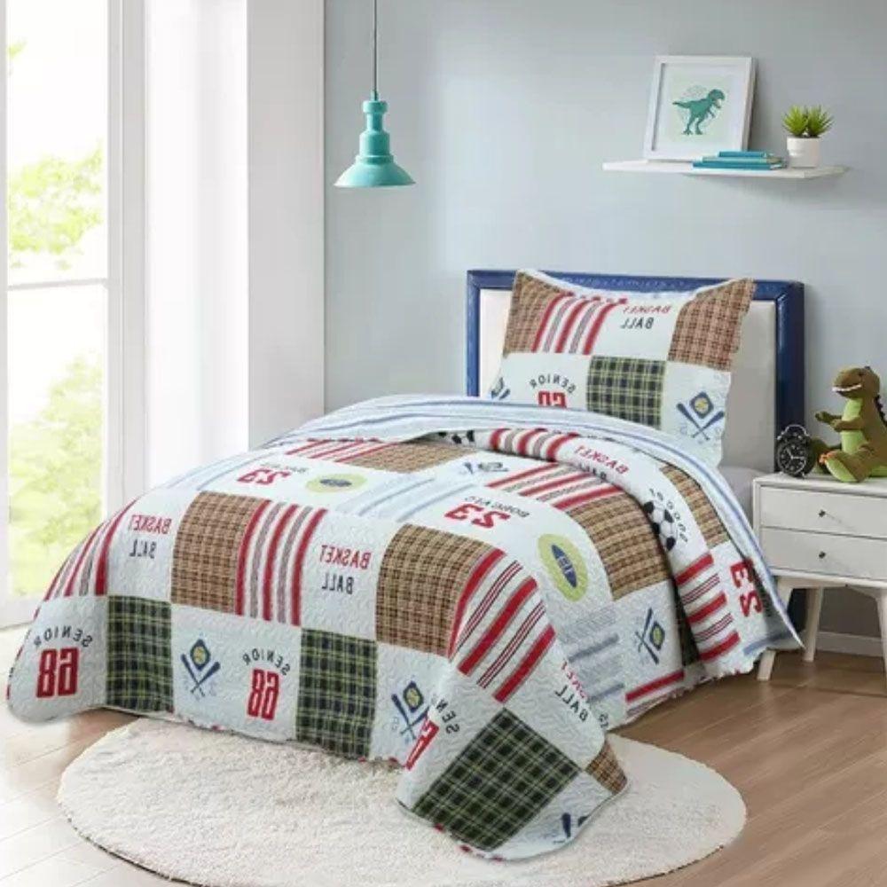 Kit Cobre Leito Colcha Magic Solteiro Infantil 2 Peças Microfibra 180 Fios Bola Patchwork 100% Poliéster - 1