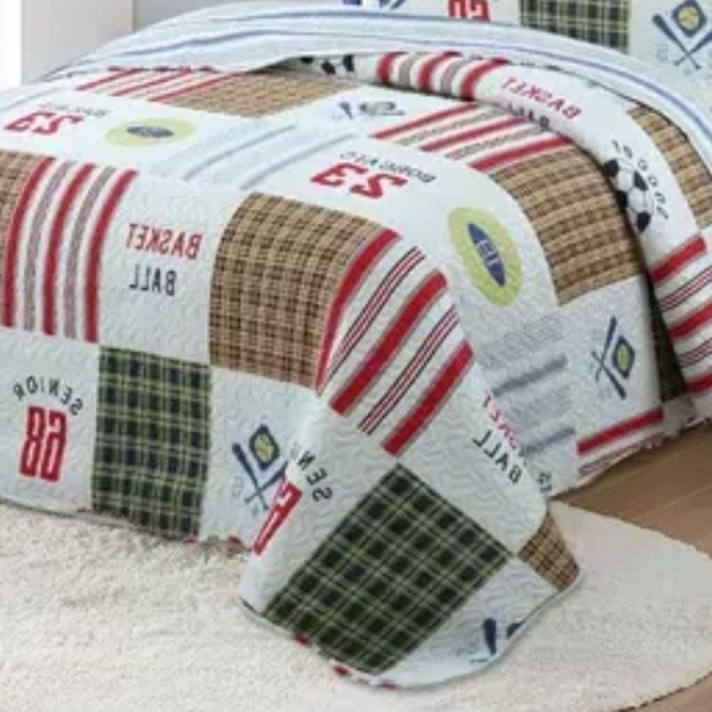 Kit Cobre Leito Colcha Magic Solteiro Infantil 2 Peças Microfibra 180 Fios Bola Patchwork 100% Poliéster - 2