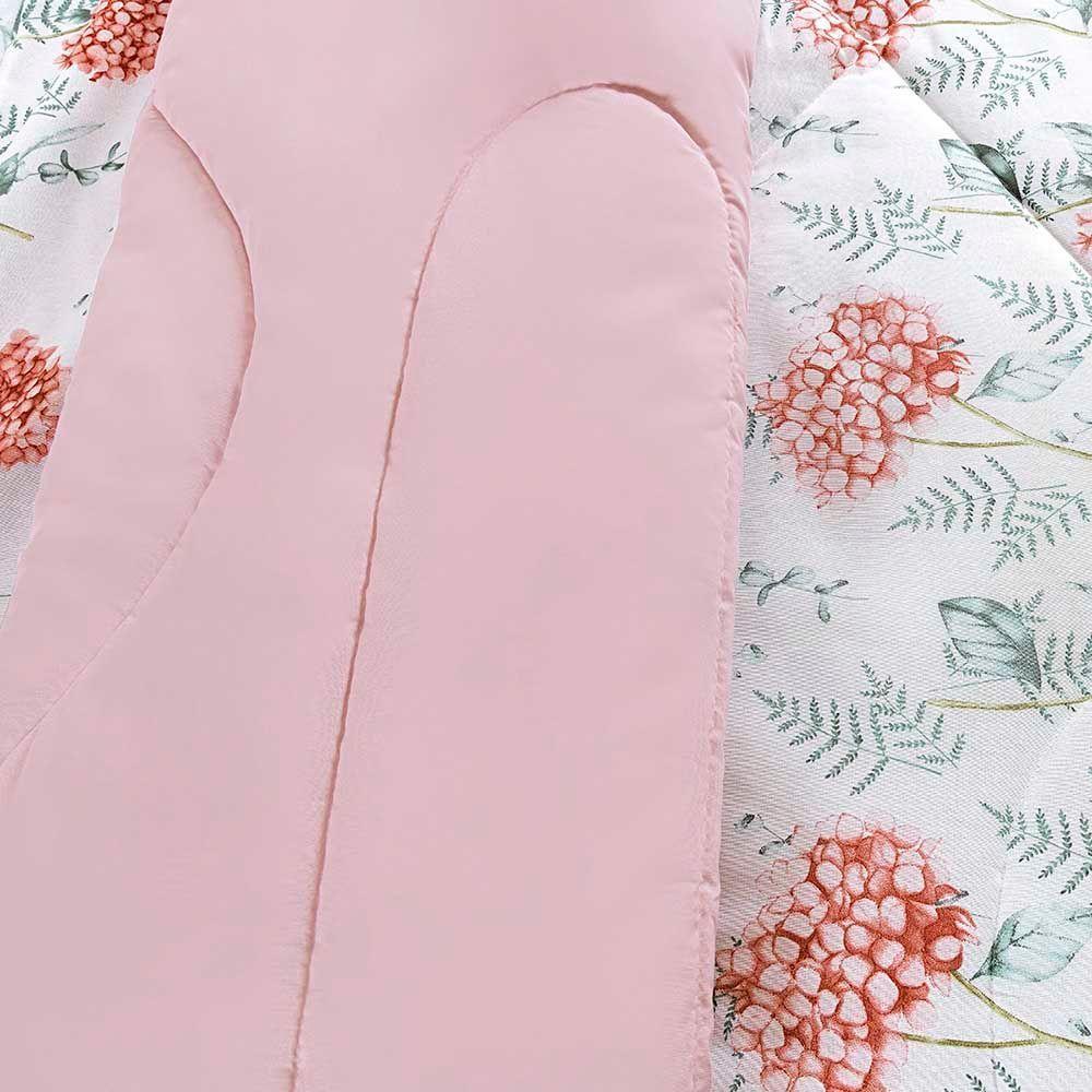 Edredom Maggy Dupla Face King 1 Peça Percale 200 Fios Estampado Hortencia Floral Rosa 80% Algodão - 20% Poliéster - 3