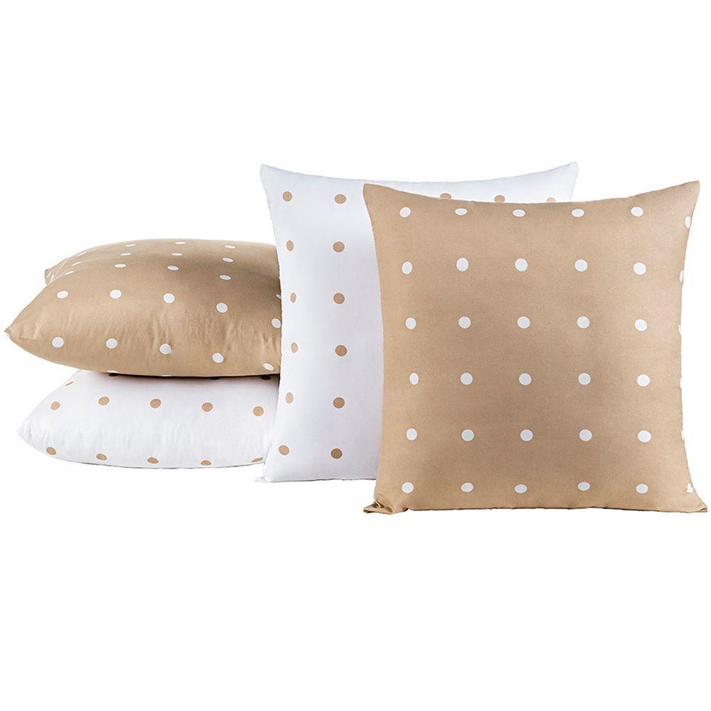 Kit 4 Almofadas Cheias Para Sofá 45x45cm Celine Micro Percal 200 Fios Cáqui 100% Poliéster - 1