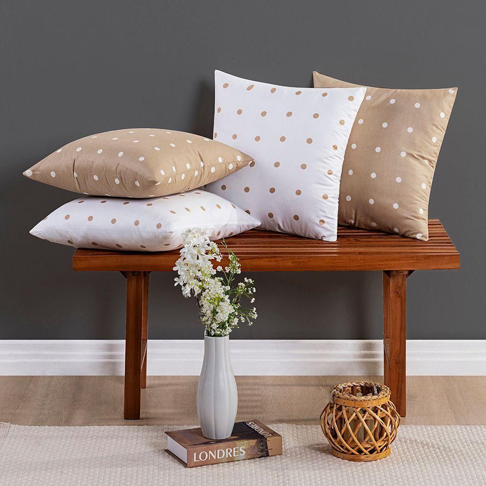 Kit 4 Almofadas Cheias Para Sofá 45x45cm Celine Micro Percal 200 Fios Cáqui 100% Poliéster - 2