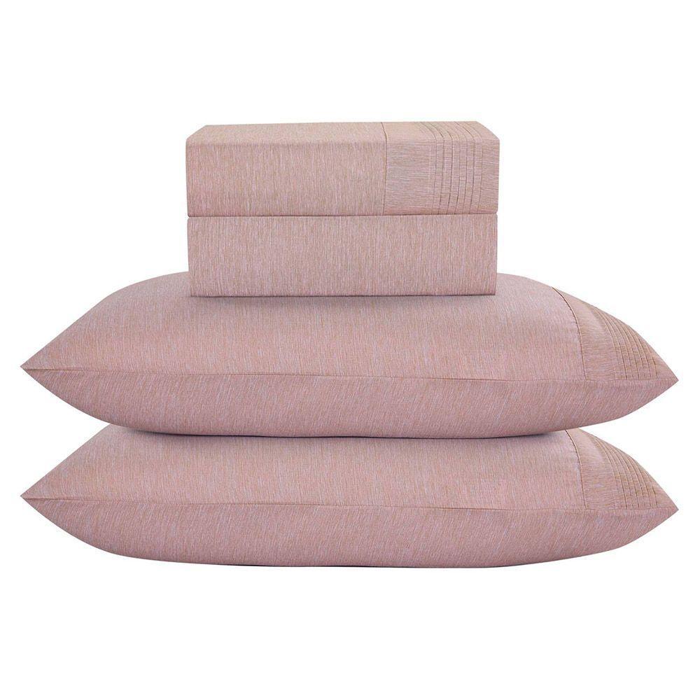 Jogo De Lençol Eudora Casal 4 Peças Micropercal 300 Fios Toque Algodão Rose 100% Poliéster - 4
