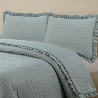 Kit Cobre Leito Colcha Allegra Queen 3 Peças Percal 300 Fios C- Babado Cinza 100% Poliéster - 2