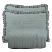 Kit Cobre Leito Colcha Allegra Queen 3 Peças Percal 300 Fios C- Babado Cinza 100% Poliéster - 4