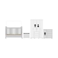 Quarto Infantil Completo Com Berço Americano 3 Em 1 Para Colchão 130x70cm Multimóveis Mp4345 Branco - 2