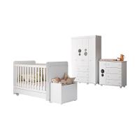 Quarto Infantil Completo Com Berço Americano 3 Em 1 Para Colchão 130x70cm Multimóveis Mp4345 Branco - 3