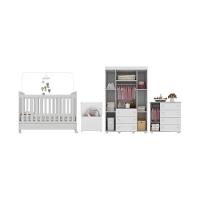Quarto Infantil Completo Com Berço Americano 3 Em 1 Para Colchão 130x70cm Multimóveis Mp4345 Branco