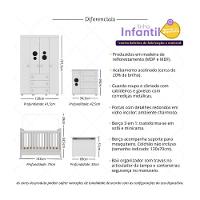 Quarto Infantil Completo Com Berço Americano 3 Em 1 Para Colchão 130x70cm Multimóveis Mp4345 Branco - 5
