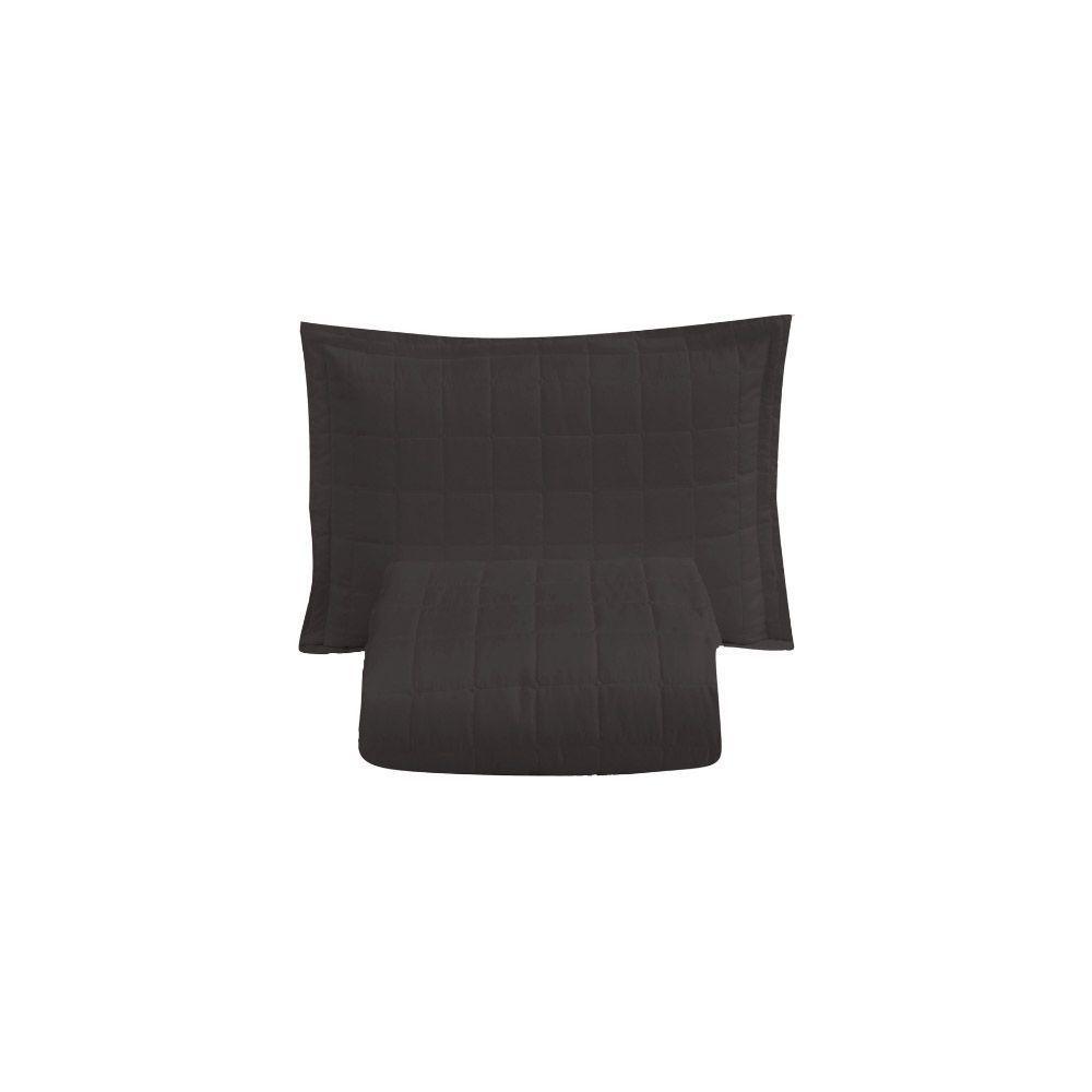 Kit Cobre Leito Colcha Dual Solteiro 2 Peças Matelado Dupla Face Liso Preto 100% Poliéster - 5