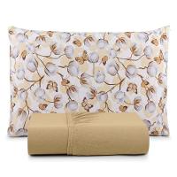 Jogo De Lençol Luar Solteiro 2 Peças Malha 100% Algodão Estampado Mostarda Cotton - 1