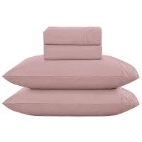 Jogo De Cama Lençol Luminia King 4 Peças Micropercal 300 Fios Bordado Floral Rosê 100% Poliéster - 4