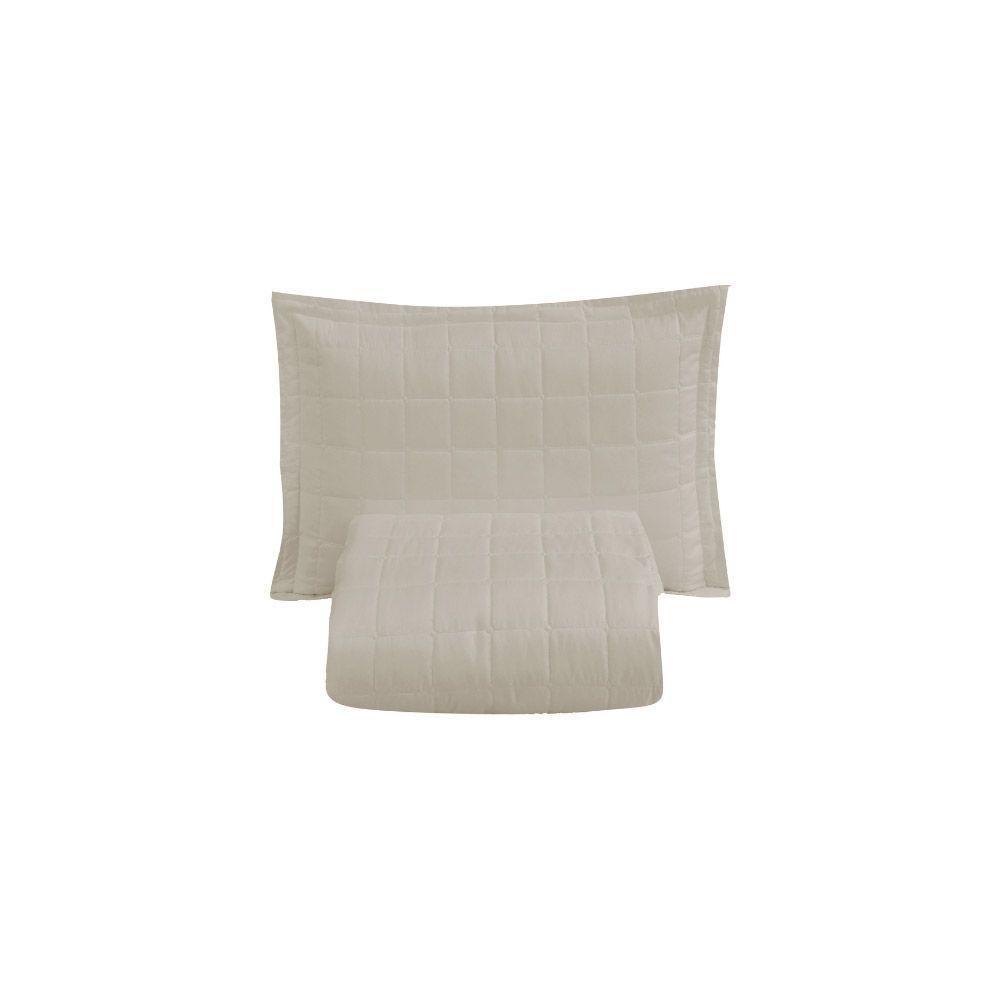 Kit Cobre Leito Colcha Dual Solteiro 2 Peças Matelado Dupla Face Liso Areia 100% Poliéster - 5