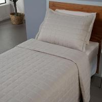 Kit Cobre Leito Colcha Dual Solteiro 2 Peças Matelado Dupla Face Liso Areia 100% Poliéster - 2