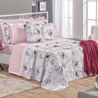 Kit Cobre Leito Colcha Tunes King 3 Peças Estampado 180 Fios Malta 100% Poliéster - 1