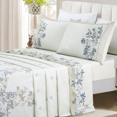 Jogo De Lençol Summer King 4 Peças Micropercal 300 Fios Estampado Floral Outono Bege 100% Poliéster