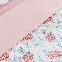 Kit Cobre Leito Colcha Maggy King 3 Peças Dupla Face Percale 200 Fios Hortencia Floral Rosa - 3
