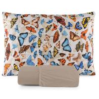 Jogo De Lençol Luar Solteiro 2 Peças Malha 100% Algodão Estampado Bege Borboleta - 1