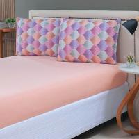 Jogo De Lençol Luar Casal 3 Peças Malha 100% Algodão Estampado Salmão Geométrico - 4