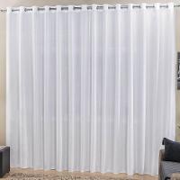 Cortina Roma 4,00m X 2,50m Branca Tecido Rafia Detalhado Para Sala Ou Quarto 100% Poliéster - 1