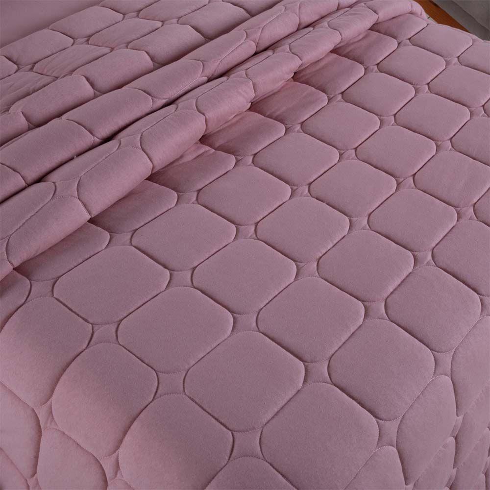 Kit Cobre Leito Colcha Minimal Queen 3 Peças Malha 100% Algodão Rose - 2