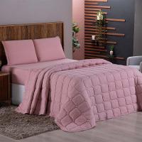 Kit Cobre Leito Colcha Minimal Queen 3 Peças Malha 100% Algodão Rose - 3