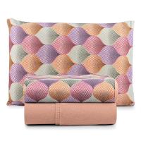 Jogo De Lençol Luar Solteiro 3 Peças Malha 100% Algodão Estampado Salmão Geométrico - 1